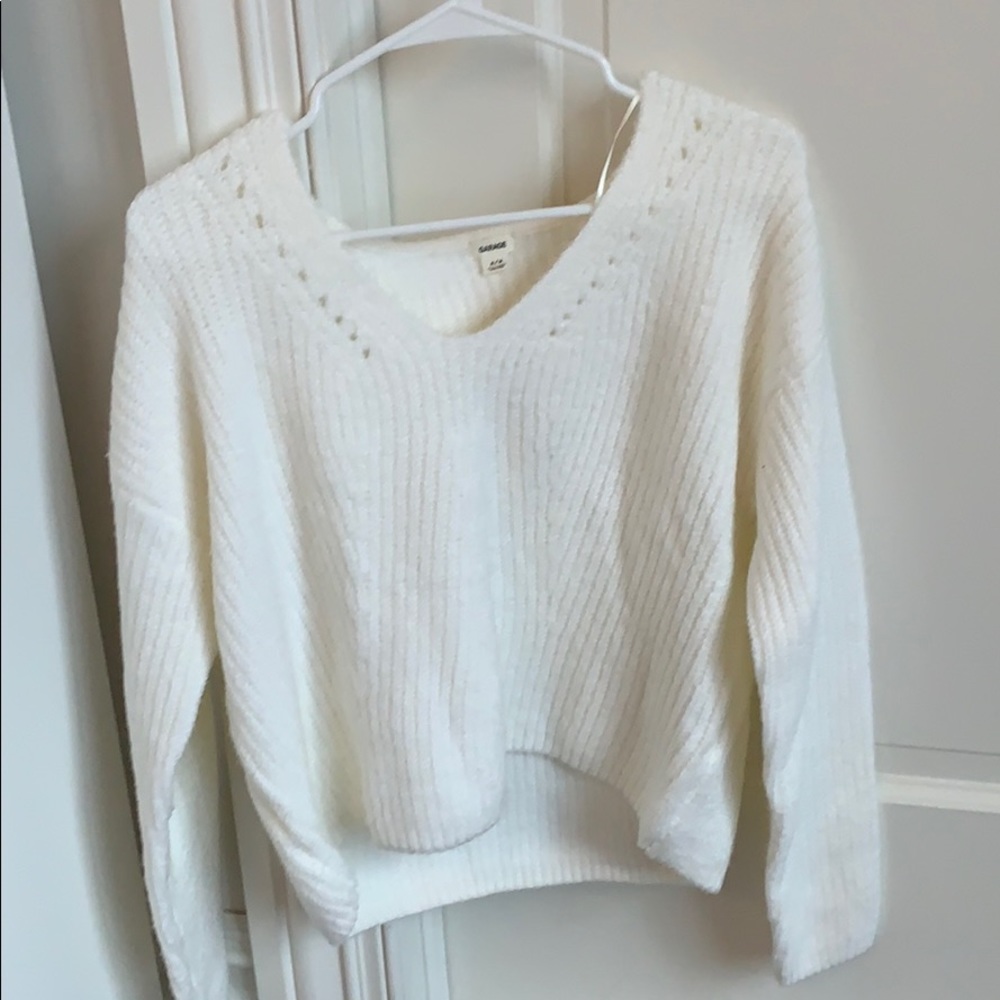 Garage white detailed soft sweater